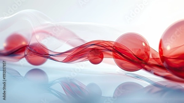 Fototapeta A swirling stream of red blood cells moving through a transparent