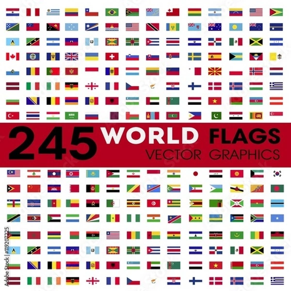 Fototapeta World flags vector graphics