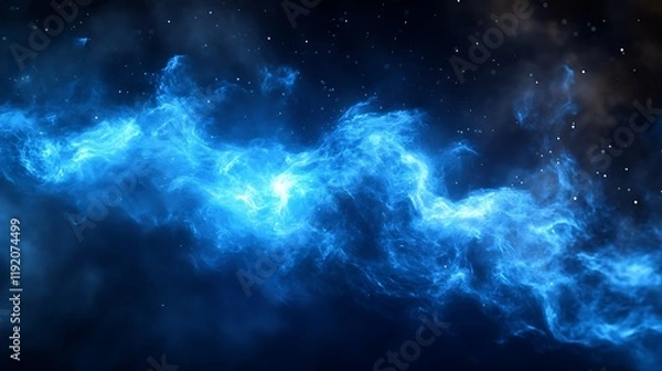 Fototapeta Cosmic Nebula, Blue Energy, Starry Background, Space Fantasy, Design Element