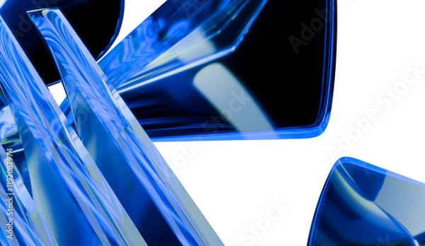 Fototapeta Shiny 3d render of abstract iridescent glass background made with 3d software