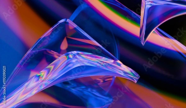 Fototapeta Outstanding 3d render of abstract iridescent glass background made with 3d software