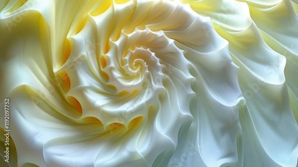 Fototapeta A swirling, abstract pattern resembling a nautilus shell in soft pastel colors.