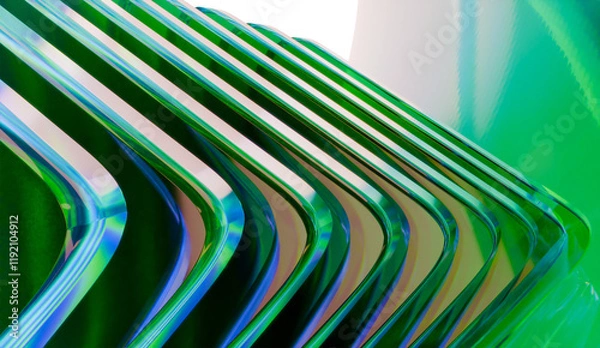 Fototapeta Beguiling 3d render of abstract iridescent glass background made with 3d software