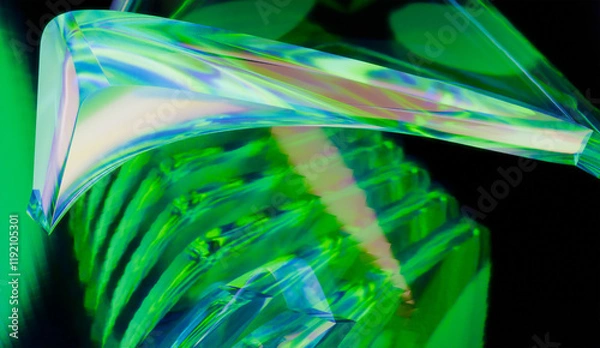 Fototapeta Angelical 3d render of abstract iridescent glass background made with 3d software