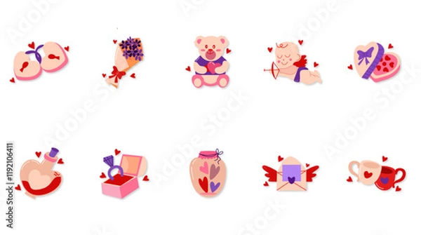 Fototapeta elements of designs illustration
valentine elements 
red and alphabet with stars