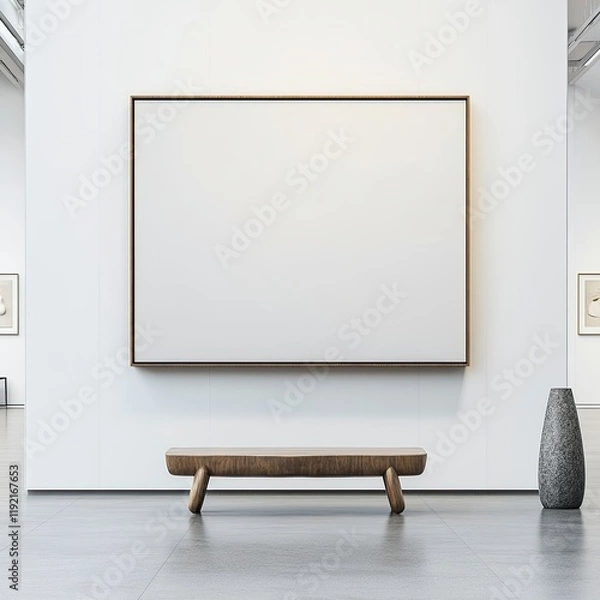 Obraz Modern Art Museum Frame Wall Clipping Path Isolated White Empty Design Mock Up Template