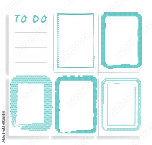 Fototapeta Pixel Frames Set for TO DO List Vector Background Set Empty Blue