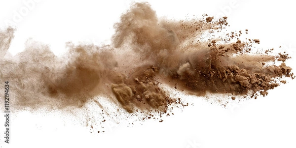 Fototapeta Dramatic Brown Dust Explosion Cloud Soil Particles Texture Background