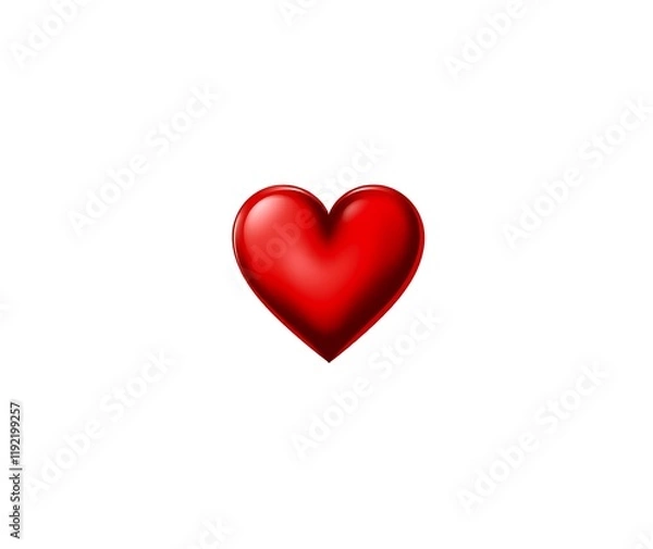 Fototapeta shiny and glossy red heart isolated on white background