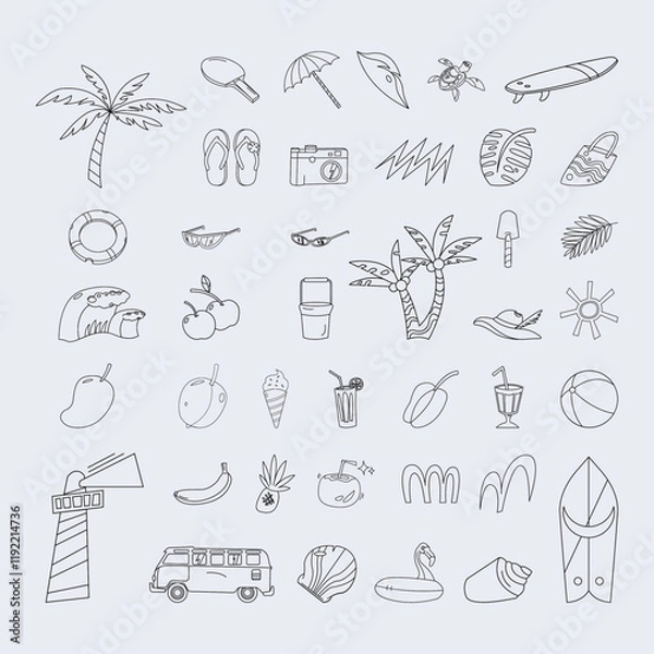 Obraz Summer Illustration Pack Outline Style