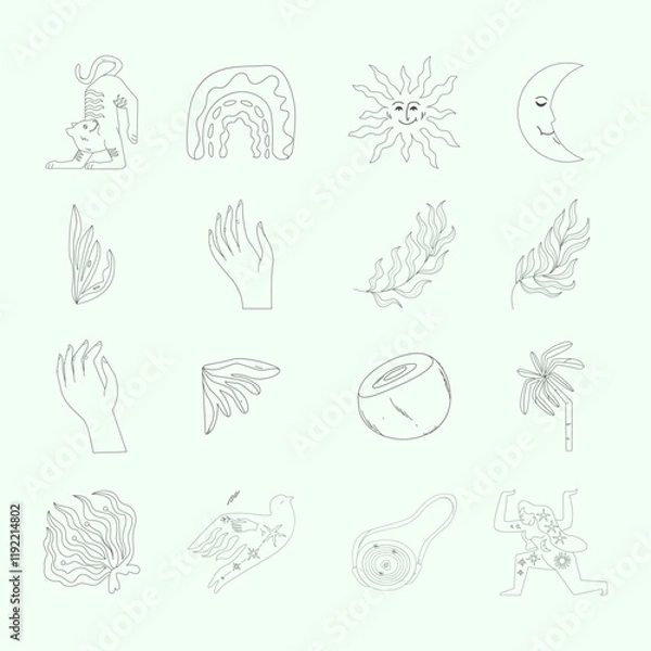 Obraz Boho Summer Illustration Pack Outline Style