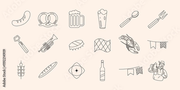 Obraz Oktoberfest Clean Elements Illustration Pack Outline Style