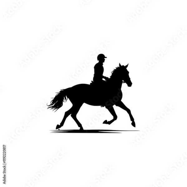 Obraz Dynamic Horseback Riding Silhouette. horse and rider