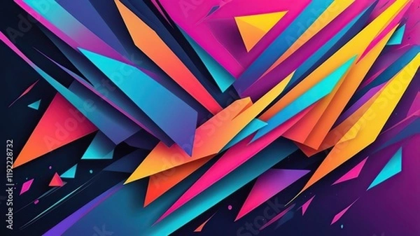 Fototapeta Abstract techno background in vector style with sharp angles and vibrant gradients.