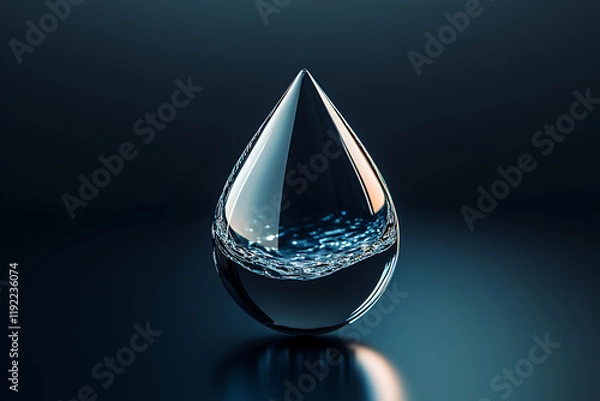 Fototapeta A sleek and detailed water drop icon on a dark background, catching soft light and exhibiting perfect roundness.