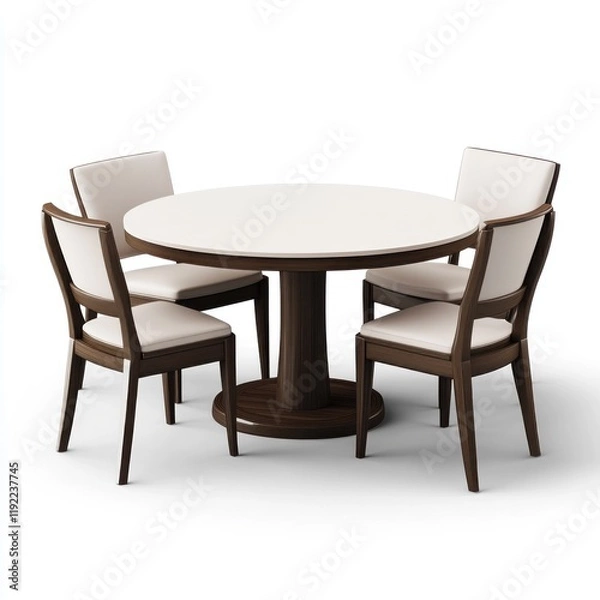 Fototapeta Round dining table with four chairs.