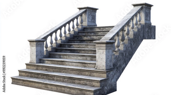 Fototapeta A set of stone steps with a railing