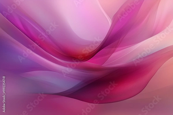 Fototapeta ピンクと紫のグラデーションが美しい、流れるような抽象的な曲線美