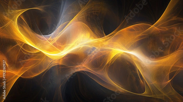 Fototapeta futuristic background featuring energy waves in yellow, orange, and gold hues