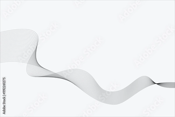Obraz Abstract vector modern background with grey wavy lines 
