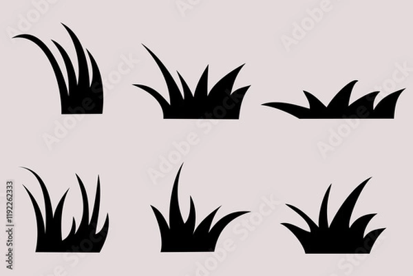 Obraz grass silhouette set vector