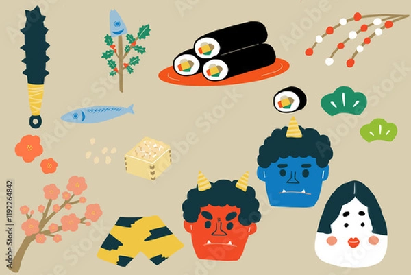 Fototapeta 節分モチーフ　セット