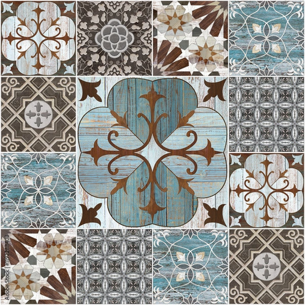 Fototapeta illustration Marble seamless Wall and Floor Tiles with a modern abstract decorative mosaic pattern.