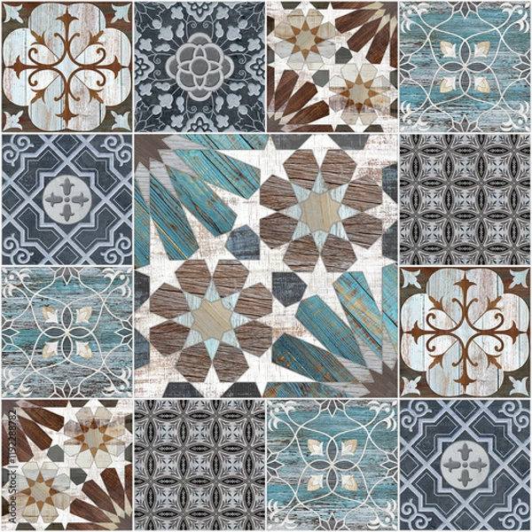 Fototapeta illustration Marble seamless Wall and Floor Tiles with a modern abstract decorative mosaic pattern.