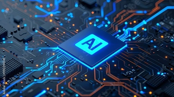Fototapeta artificial intelligence computer chipset circuit concept