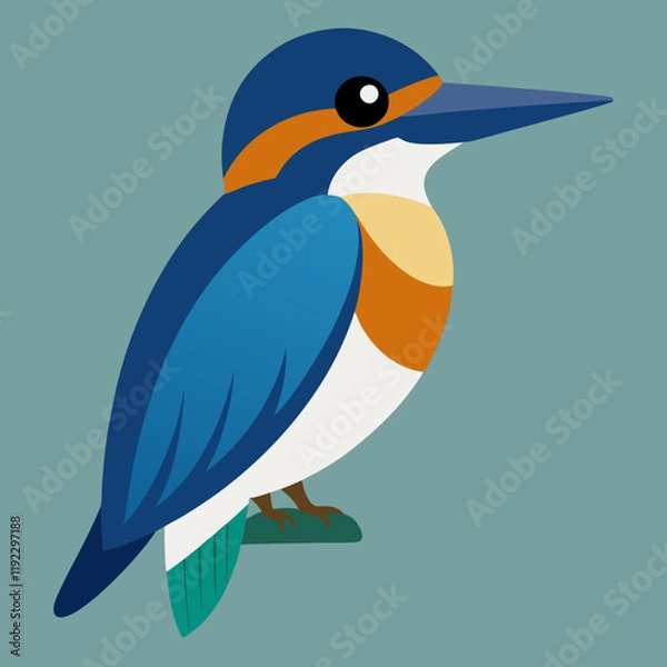 Fototapeta illustration of a belted kingfisher bird