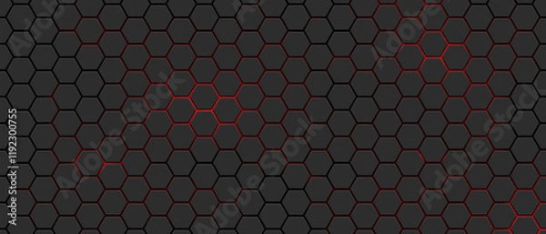 Fototapeta Hexagons honeycomb texture carbon background, Abstract futuristic technological backdrop banner design, Vector illustration.