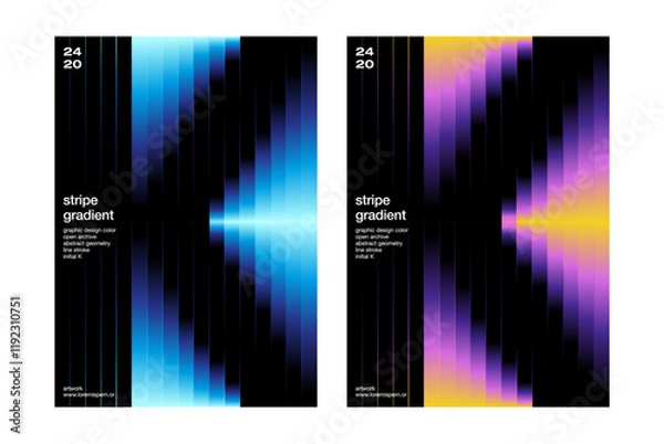 Obraz initial K stripes gradient poster template colorful and blue tone cover annual line background gradation graphic design vertical line color gradient