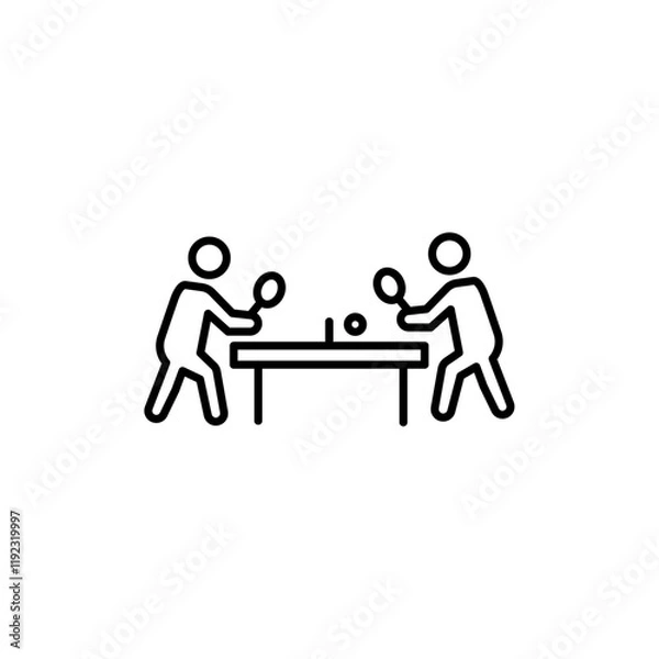 Fototapeta Ping-pong, table tennis icon Thin line art isolated