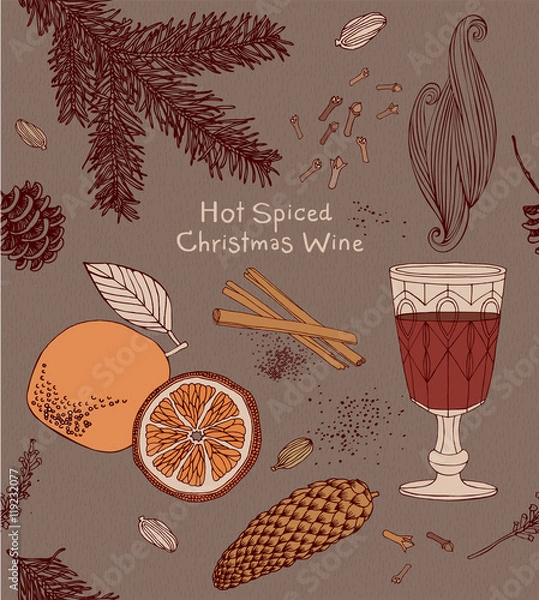 Fototapeta mulled wine card