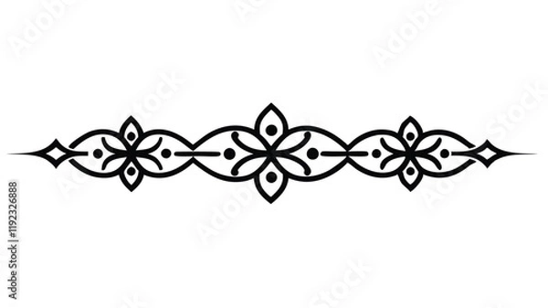 Fototapeta Decorative Symmetric Divider Line with Abstract Floral Motif and Ornamental Filigree Border
