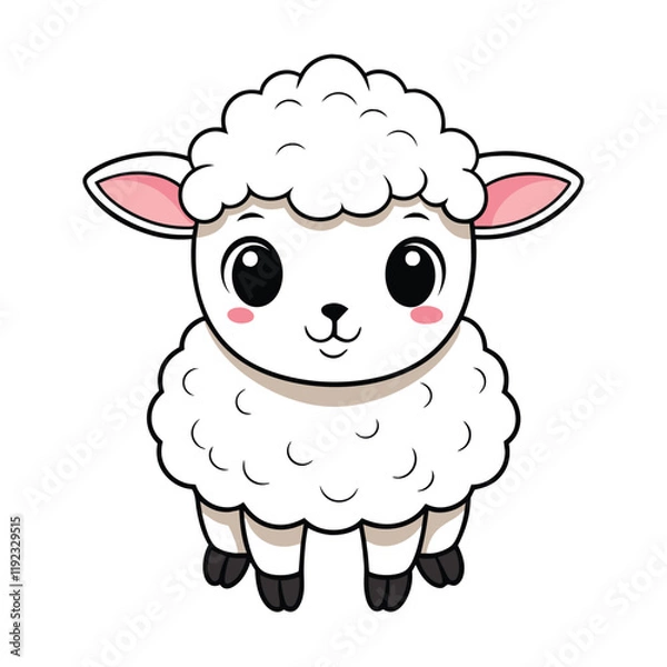 Obraz  cute sheep flat black vector 