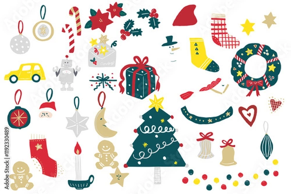 Fototapeta クリスマスのモチーフイラスト　セット