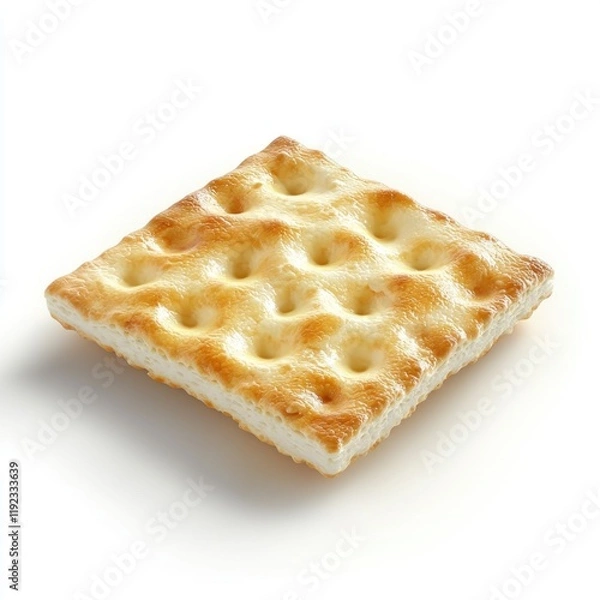 Fototapeta Single square cracker isolated on white background.