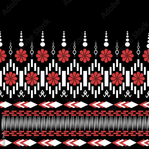 Fototapeta African ethnic traditional pattern. seamless beautiful Kitenge, chitenge style. fashion design in colorful. Geometric circle abstract motif. Floral Ankara prints, African wax prints.