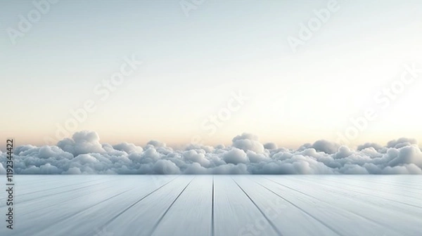Fototapeta Blurred abstract background concept. A serene landscape of clouds under a bright blue sky, ideal for peaceful backgrounds.