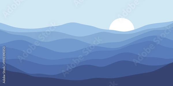 Fototapeta Mountain colors, translucent waves, sunset, abstract glass shapes, modern background, design vector illustration