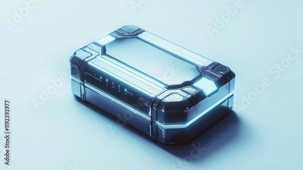 Fototapeta A futuristic storage box with sleek design and glow. Perfect for tech enthusiasts and sci-fi lovers. This image captures the essence of innovation and modernity. Generative AI