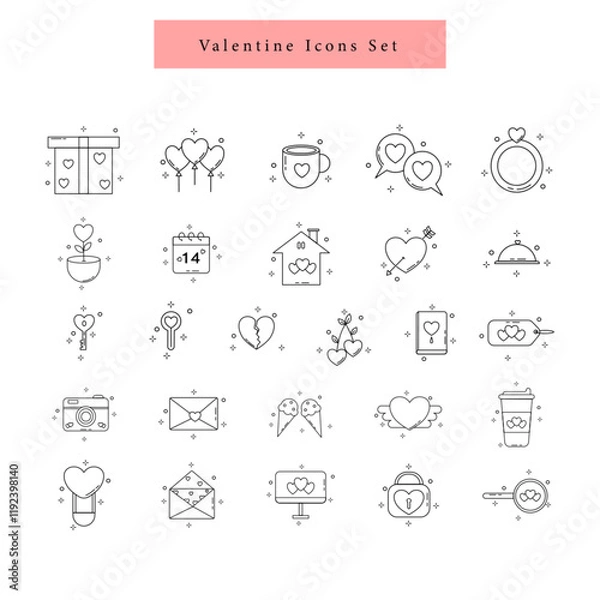 Fototapeta valentine'slove icon element set