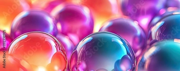 Fototapeta Vivid gradient concept. Colorful transparent spheres with vibrant hues create a mesmerizing abstract pattern.