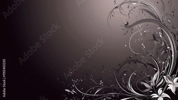 Fototapeta Abstract Monochrome Floral Design Background Image