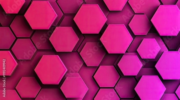 Obraz Symmetry gradient concept. A vibrant hexagonal pattern in shades of pink creating a modern, dynamic background.