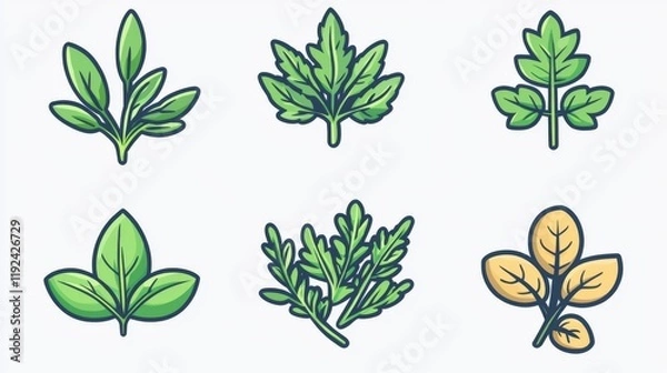 Fototapeta Cleanline herb icons with subtle gradients in various styles