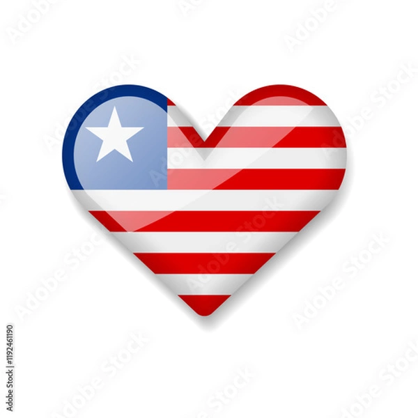 Fototapeta Liberia - Shiny Flag in the Form of Heart. Vector Illustration.