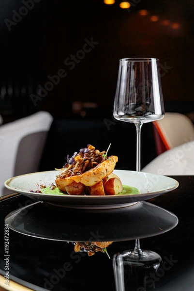Fototapeta Delicious and fresh breakfast with dressing and a delicious interesting