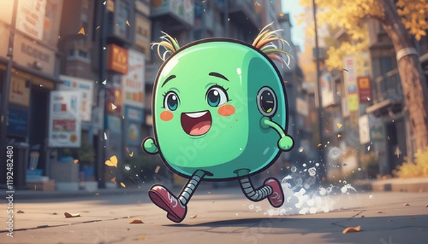 Obraz Cute Cartoon Running xxxx Character (Generative AI)